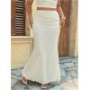 image:imageFloerns Womens Plus Size Lace Long Skirt Ruched Fishtail Bodycon Summer Maxi SkirtWhite