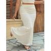 image:imageFloerns Womens Plus Size Lace Long Skirt Ruched Fishtail Bodycon Summer Maxi SkirtWhite