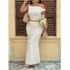 image:imageFloerns Womens Plus Size Lace Long Skirt Ruched Fishtail Bodycon Summer Maxi SkirtWhite