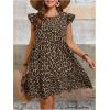 image:imageFloerns Womens Plus Size Leopard Print Cap Sleeve Ruffle Hem Swing Shift DressBrown Leopard