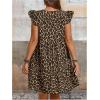 image:imageFloerns Womens Plus Size Leopard Print Cap Sleeve Ruffle Hem Swing Shift DressBrown Leopard