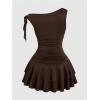 image:imageFloerns Womens Plus Size Off The Shoulder Mini Dress Metal Floral Layered Party A Line DressesMocha Brown
