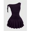 image:imageFloerns Womens Plus Size Off The Shoulder Mini Dress Metal Floral Layered Party A Line DressesPurple