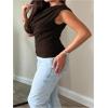 image:imageFloerns Womens Plus Size Off The Shoulder T Shirts Short Sleeve Ruched Going Out TopsBrown