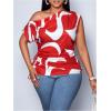 image:imageFloerns Womens Plus Size Off The Shoulder Tops Short Sleeve Drawstring Business Casual BlousesRed