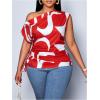 image:imageFloerns Womens Plus Size Off The Shoulder Tops Short Sleeve Drawstring Business Casual BlousesRed