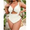 image:imageFloerns Womens Plus Size One Piece Swimsuit Cut Out High Waisted Drawstring Monokini Bathing SuitCream