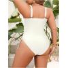 image:imageFloerns Womens Plus Size One Piece Swimsuit Cut Out High Waisted Drawstring Monokini Bathing SuitCream