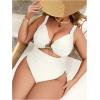 image:imageFloerns Womens Plus Size One Piece Swimsuit Cut Out High Waisted Drawstring Monokini Bathing SuitCream