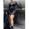 image:imageFloerns Womens Plus Size PU Leather Bodycon Skirt High Waisted Skinny Mini Skirts with ShortsBlack