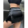 image:imageFloerns Womens Plus Size PU Leather Bodycon Skirt High Waisted Skinny Mini Skirts with ShortsBlack