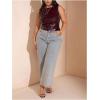 image:imageFloerns Womens Plus Size PU Leather Crew Neck Tank Top Ruched Sleeveless Going Out TopsBurgundy