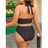 image:imageFloerns Womens Plus Size Polka Dots Bikini Sets Cut Out Halter Swimsuits 2 Piece Bathing SuitsMulticolor
