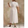 image:imageFloerns Womens Plus Size Polka Dots V Neck Maxi Dress Puff Sleeve Vintage Beach A Line DressesApricot
