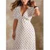 image:imageFloerns Womens Plus Size Polka Dots V Neck Maxi Dress Puff Sleeve Vintage Beach A Line DressesApricot