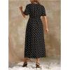 image:imageFloerns Womens Plus Size Polka Dots V Neck Maxi Dress Puff Sleeve Vintage Beach A Line DressesBlack
