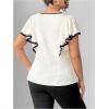 image:imageFloerns Womens Plus Size Ruffle Short Sleeve Shirts Square Neck Dressy Casual Blouses TopsBlack and White