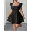 image:imageFloerns Womens Plus Size Ruffle Sleeve Smocked A Line Dress Jacquard Going Out DressesBlack