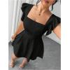 image:imageFloerns Womens Plus Size Ruffle Sleeve Smocked A Line Dress Jacquard Going Out DressesBlack