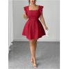 image:imageFloerns Womens Plus Size Ruffle Sleeve Smocked A Line Dress Jacquard Going Out DressesBurgundy