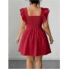image:imageFloerns Womens Plus Size Ruffle Sleeve Smocked A Line Dress Jacquard Going Out DressesBurgundy