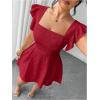 image:imageFloerns Womens Plus Size Ruffle Sleeve Smocked A Line Dress Jacquard Going Out DressesBurgundy