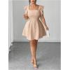 image:imageFloerns Womens Plus Size Ruffle Sleeve Smocked A Line Dress Jacquard Going Out DressesKhaki