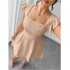image:imageFloerns Womens Plus Size Ruffle Sleeve Smocked A Line Dress Jacquard Going Out DressesKhaki