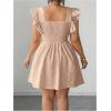 image:imageFloerns Womens Plus Size Ruffle Sleeve Smocked A Line Dress Jacquard Going Out DressesKhaki