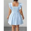image:imageFloerns Womens Plus Size Ruffle Sleeve Smocked A Line Dress Jacquard Going Out DressesLight Blue