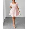image:imageFloerns Womens Plus Size Ruffle Sleeve Smocked A Line Dress Jacquard Going Out DressesPink