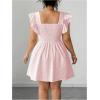 image:imageFloerns Womens Plus Size Ruffle Sleeve Smocked A Line Dress Jacquard Going Out DressesPink