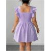 image:imageFloerns Womens Plus Size Ruffle Sleeve Smocked A Line Dress Jacquard Going Out DressesPurple