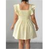 image:imageFloerns Womens Plus Size Ruffle Sleeve Smocked A Line Dress Jacquard Going Out DressesYellow