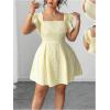 image:imageFloerns Womens Plus Size Ruffle Sleeve Smocked A Line Dress Jacquard Going Out DressesYellow