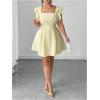 image:imageFloerns Womens Plus Size Ruffle Sleeve Smocked A Line Dress Jacquard Going Out DressesYellow