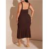 image:imageFloerns Womens Plus Size Sleeveless Bodycon Midi Dress Ruched Fishtail Layered Ruffle Cocktail DressesCoffee Brown