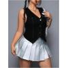 image:imageFloerns Womens Plus Size Sleeveless Button Down Jean Vest V Neck Denim JacketBlack