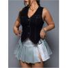 image:imageFloerns Womens Plus Size Sleeveless Button Down Jean Vest V Neck Denim JacketBlack