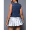 image:imageFloerns Womens Plus Size Sleeveless Button Down Jean Vest V Neck Denim JacketDark Wash