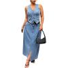 image:imageFloerns Womens Plus Size Sleeveless Button Down Jean Vest V Neck Denim JacketDenim Blue