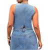 image:imageFloerns Womens Plus Size Sleeveless Button Down Jean Vest V Neck Denim JacketDenim Blue
