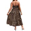 image:imageFloerns Womens Plus Size Sleeveless Leopard Print Shirred Tube Ruffle Hem A Line DressBrown