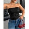 image:imageFloerns Womens Plus Size Sparkly Sequin Tube Tops Strapless Ruched Going Out TopsBlack