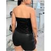 image:imageFloerns Womens Plus Size Sparkly Sequin Tube Tops Strapless Ruched Going Out TopsBlack