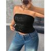 image:imageFloerns Womens Plus Size Sparkly Sequin Tube Tops Strapless Ruched Going Out TopsBlack