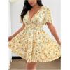 image:imageFloerns Womens Plus Size Summer A Line Dress Floral V Neck Tiered Ruffle Vacation OutfitYellow
