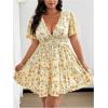 image:imageFloerns Womens Plus Size Summer A Line Dress Floral V Neck Tiered Ruffle Vacation OutfitYellow
