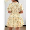 image:imageFloerns Womens Plus Size Summer A Line Dress Floral V Neck Tiered Ruffle Vacation OutfitYellow