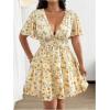 image:imageFloerns Womens Plus Size Summer A Line Dress Floral V Neck Tiered Ruffle Vacation OutfitYellow
